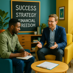 A life coach helps a client overcome financial anxiety and create an income strategy during a dynamic coaching session