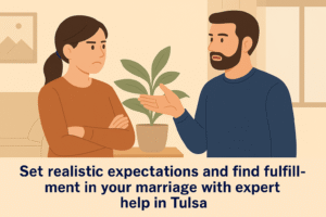 A married couple sits in tense silence after emotional shutdown, showing the pain that occurs when spouses shut down.